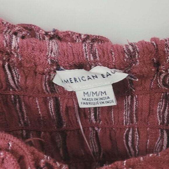 New American Eagle Striped Smocked Ruffle Tank Size Medium NWT - Picture 3 of 6